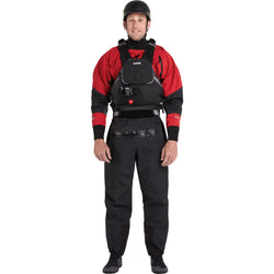 NRS Men's Pivot Drysuit in Red model frontPFD