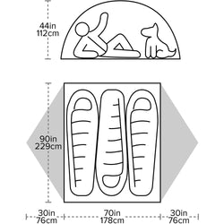 Big Agnes Blacktail 3 Person Camping Tent in Warm Olive/Chinois Green diagram