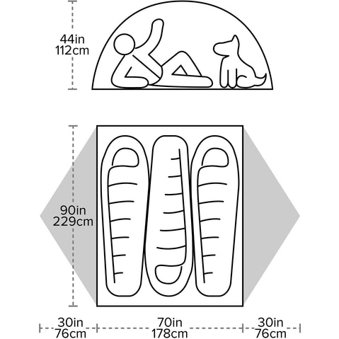 Big Agnes Blacktail 3 Person Camping Tent in Warm Olive/Chinois Green diagram