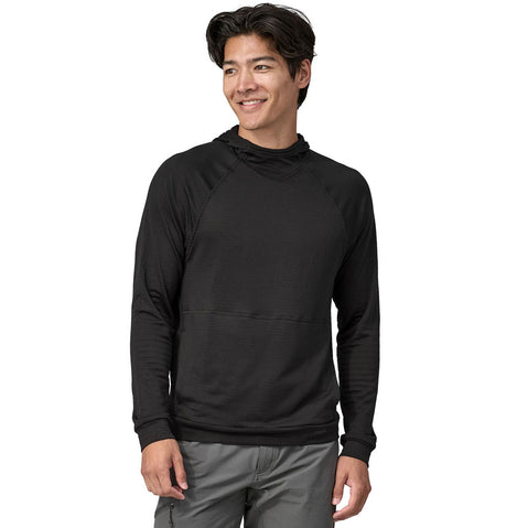 Patagonia Men's Capilene Thermal Weight Hoody in Black model facing forward