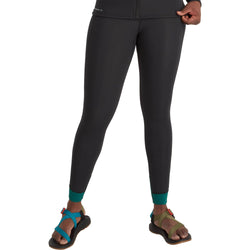 NRS Women's HydroSkin 1.5 Pants in Black/Harbor model frontcrop