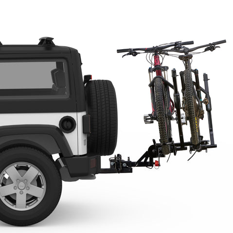 Yakima BackSwing Hitch Rack Swing Adapter with bikes loaded back