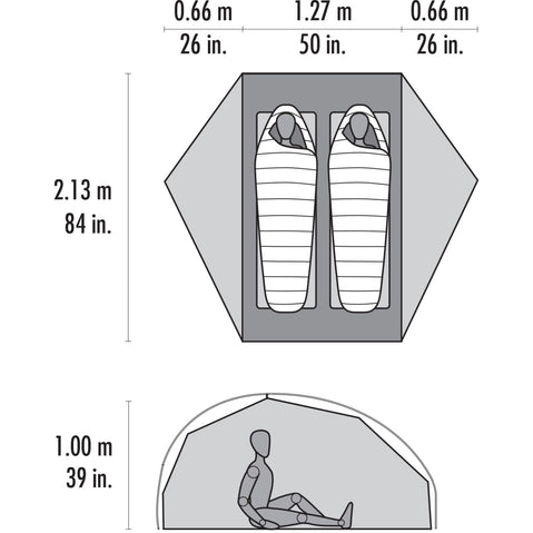 MSR FreeLite 2 Person Backpacking Tent floorplan