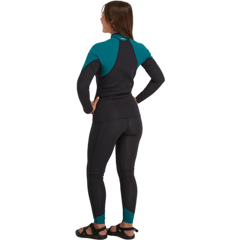NRS Women's HydroSkin 1.5 Jacket in Black/Harbor model back
