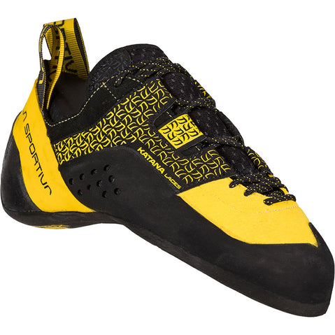 La Sportiva Men's Katana Lace Rock Climbing Shoes in Yellow/Black angle