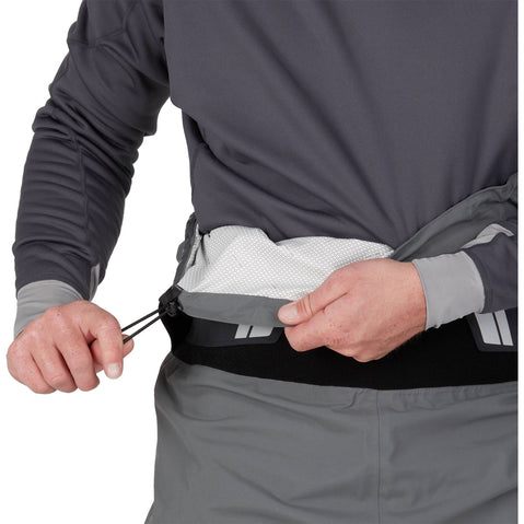 NRS Men's Freefall Dry Pants in Gray model drawstring