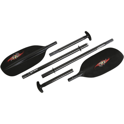 Aqua-Bound Shred Apart Carbon 4-Piece Packraft Paddle in Black pieces