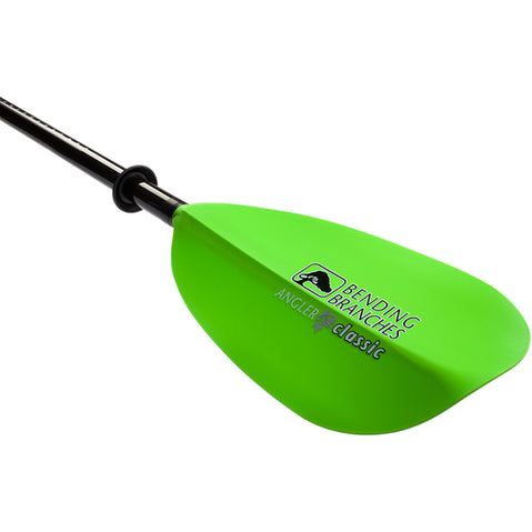 Bending Branches Angler Classic 2-Piece Kayak Fishing Paddle in Electric Green angle blade