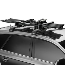 Thule SnowPack Ski/Snowboard Roof Rack in Aluminum on a car