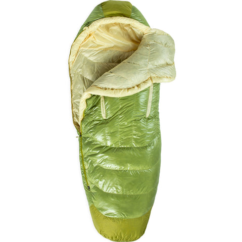 Nemo Equipment Women's Disco 15-Degree Endless Promise Down Sleeping Bag in Birch Bud open