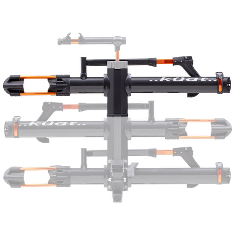 Kuat NV 2.0 1 Bike Add-On Hitch Rack in Gray Metallic/Orange Anodize trays raised (grayed out)