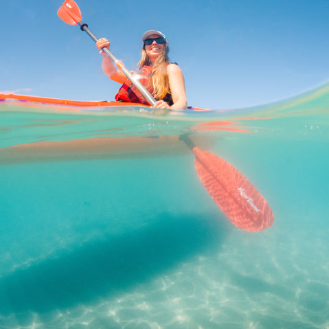 Aqua Bound Manta Ray Hybrid Posi-Lok 4-Piece Kayak Paddle used with kayak