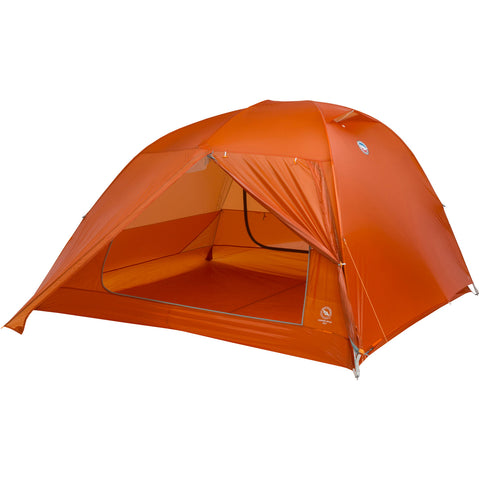 Big Agnes Copper Spur UL 4 Person Backpacking Tent in Tangelo with fly open