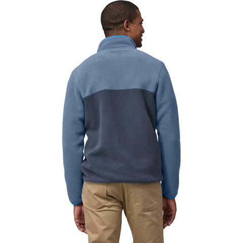 Patagonia Men's Lightweight Synchilla Snap-T Pullover Top in Smolder Blue model back