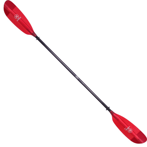 Werner Camano Fiberglass Straight Shaft Kayak Paddle in Red angle