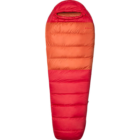 Marmot Lost Coast 40 Degree Down Sleeping Bag in Team Red/Auburn closed