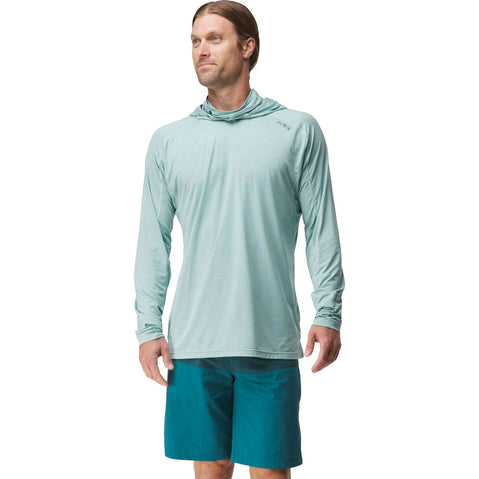NRS Men's Silkweight Varial Hoodie aquifer model front