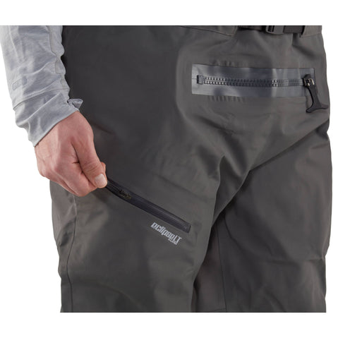 NRS Sidewinder Dry Bibs in Dark Shadow model pocket