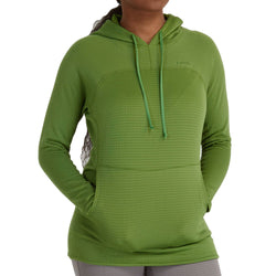NRS Women's Lightweight Hoodie in Campsite model front crop
