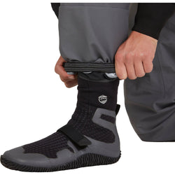 NRS Men's Navigator GORE-TEX Pro Semi-Dry Suit in Chartreuse model angle