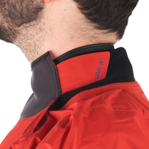 Level Six Australis Short Sleeve Semi-Dry Top in Molten Lava neck closure