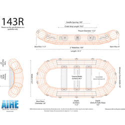 AIRE 143R Self-Bailing Raft in Orange diagram