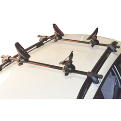 Malone Saddle Up Pro Kayak Roof Rack installed on a car
