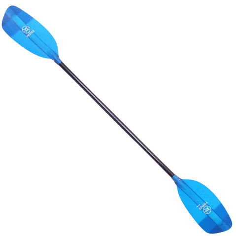 Werner Side Kick Fiberglass Straight Shaft Whitewater Kayak Paddle in Translucent Blue angle