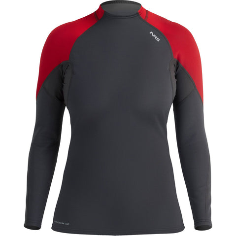 NRS Women's HydroSkin 0.5 Long Sleeve Shirt in Graphite/Salsa front
