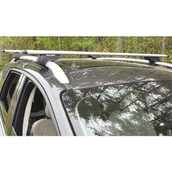 Malone AirFlow2 Universal Cross Rail System in silver attached to a car