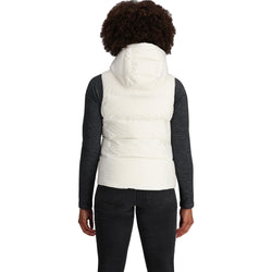 Outdoor Research Women's Coldfront Hooded Down Vest II in Snow model view back