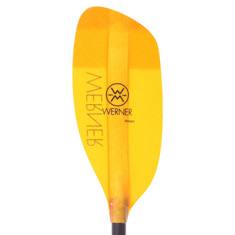 Werner Sherpa Fiberglass Straight Shaft Whitewater Kayak Paddle in Amber blade