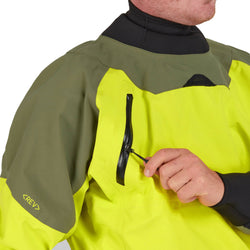 NRS Men's Rev GORE-TEX Pro Dry Top in Chartreuse model chest pocket