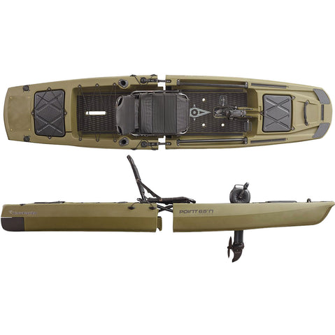 Point 65 N Kingfisher Angler Modular Fishing Kayak in Moss Green top