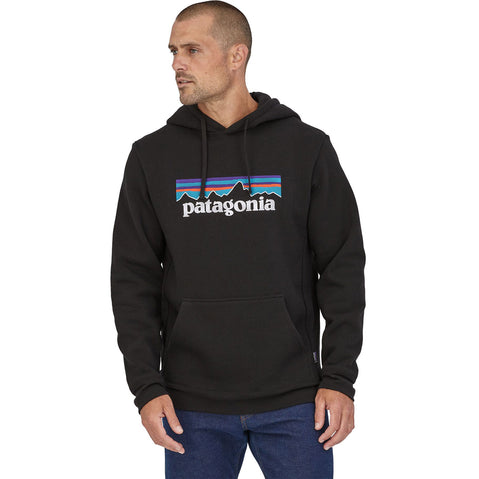 Patagonia P-6 Logo Uprisal Hoody in Black model left