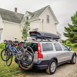 Yakima RidgeBack 5 Bike Hitch Rack with bikes loaded angle