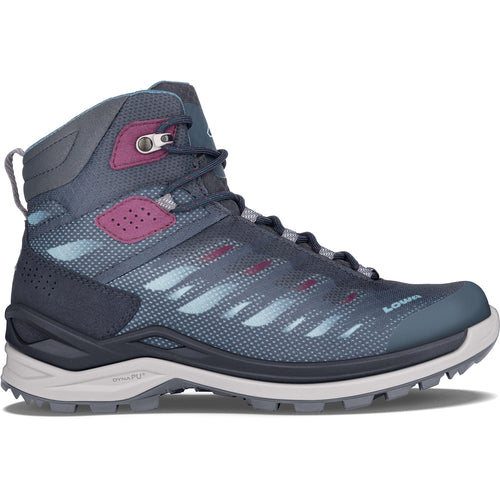 Lowa Women's Ferrox GTX Mid Hiking Boots in Navy/Ice Blue side view