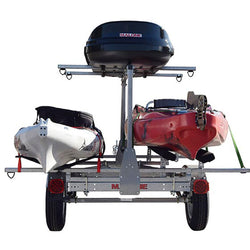 Malone MicroSport LowBed 2 Boat Trailer with 2nd Tier with kayak loaded back