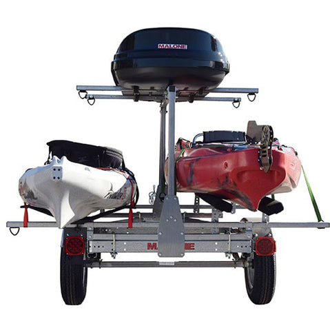 Malone MicroSport LowBed 2 Boat Trailer with 2nd Tier with kayak loaded back