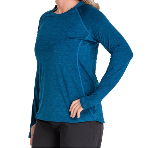 NRS Women's Silkweight Long Sleeve Shirt in Poseidon model frontcrop