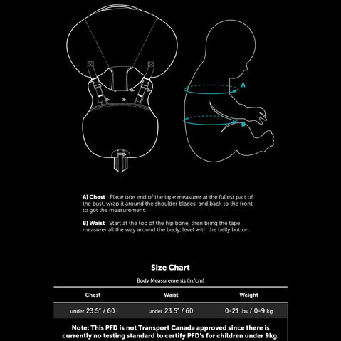 Level Six Puffer Infant Lifejacket (PFD) sizing chart