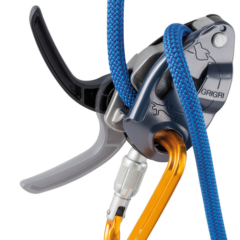 Petzl GriGri Belay Device in Gray rope lowering