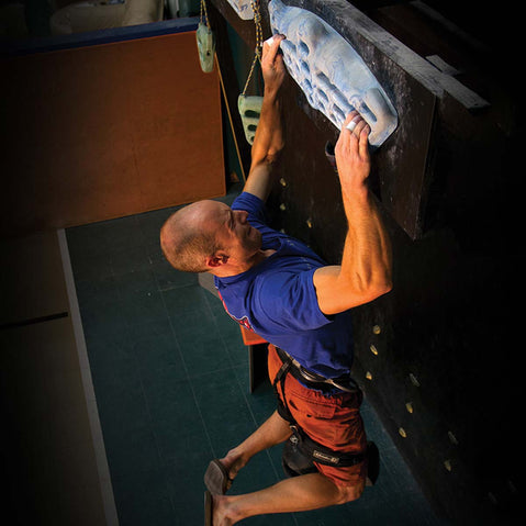 Metolius Climbing Simulator 3D Training Hold in use