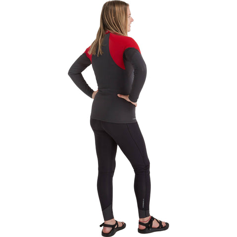 NRS Women's HydroSkin 0.5 Long Sleeve Shirt in Graphite/Salsa model back