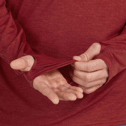 NRS Men's Silkweight Long Sleeve Shirt in Vino model detail