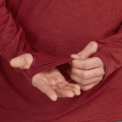 NRS Men's Silkweight Long Sleeve Shirt in Vino model detail