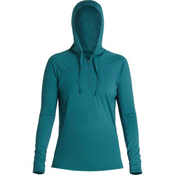 NRS Women's Ava Rashguard Hoodie in Mediterranea front