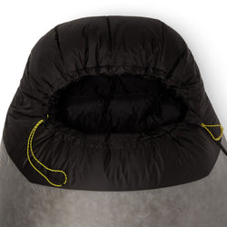 Mountain Hardwear Phantom 0 Degree Down Sleeping Bag in Glacial draft collar