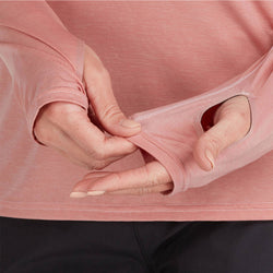 NRS Women's Silkweight Hoodie in Mauve model detail2