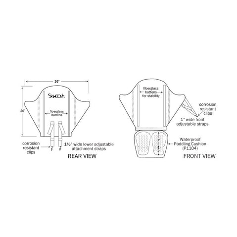 Skwoosh High Back Kayak Seat diagram